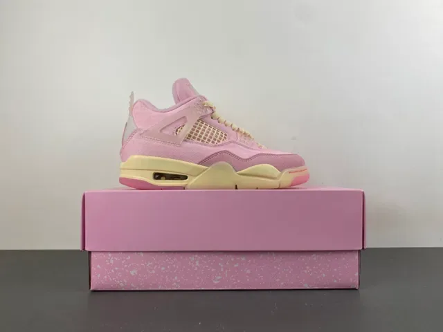 Air Jordan 4 أحذية كرة السلة عالية الارتفاع وردي كانفاس سويدي 15