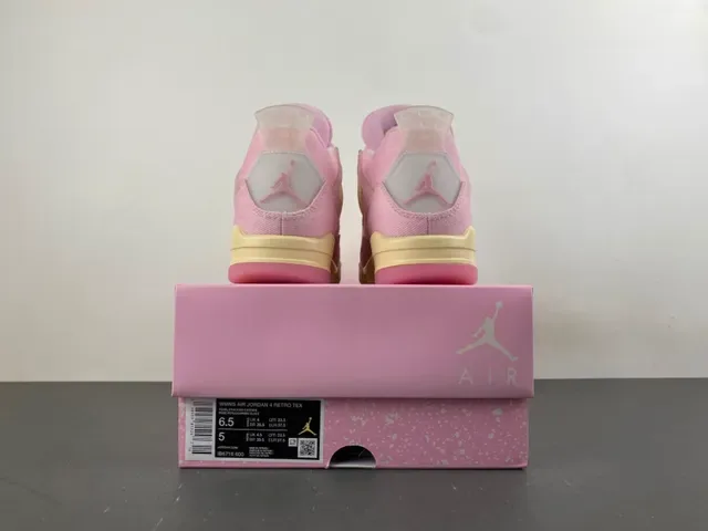 Air Jordan 4 أحذية كرة السلة عالية الارتفاع وردي كانفاس سويدي 17