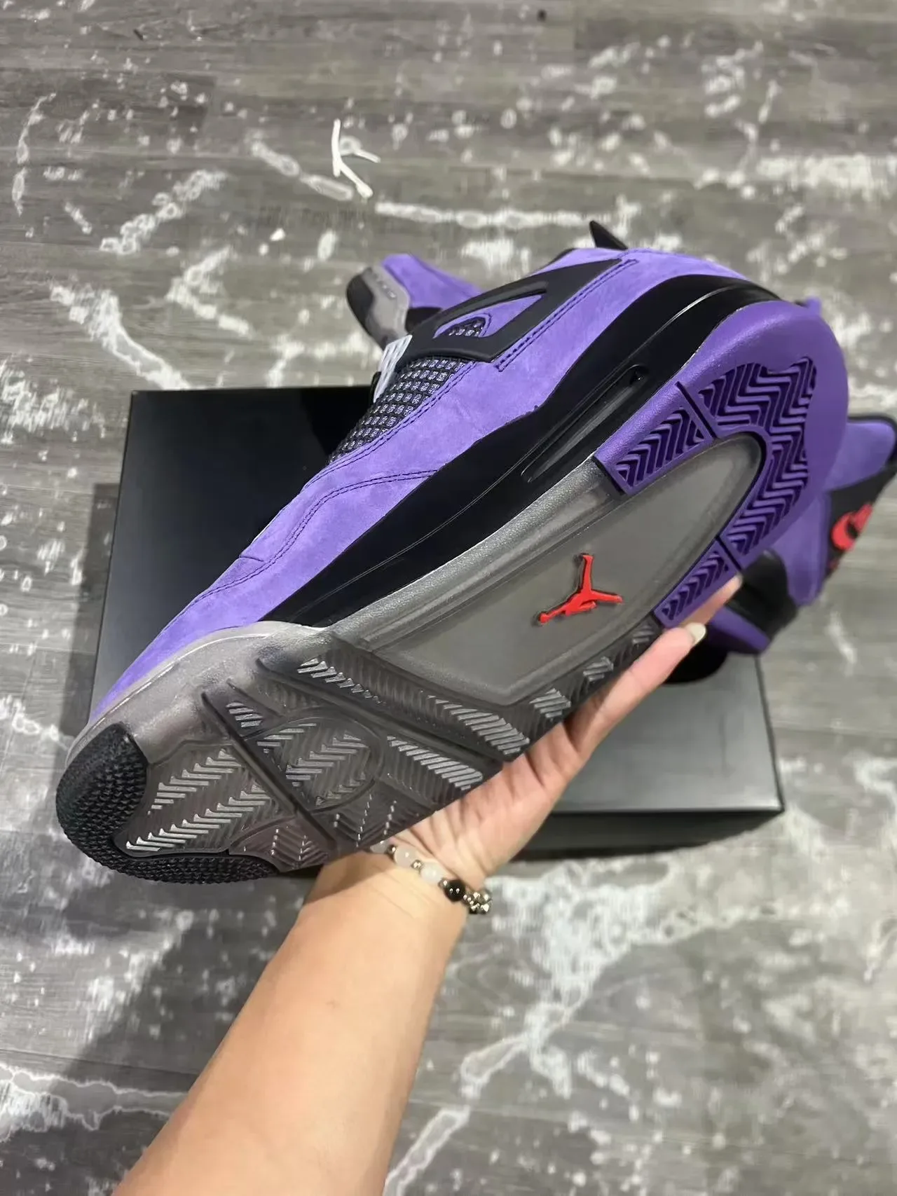 Air Jordan 4 Chaussures de Basket Ante Violette Œillets d'Aile Noirs 7