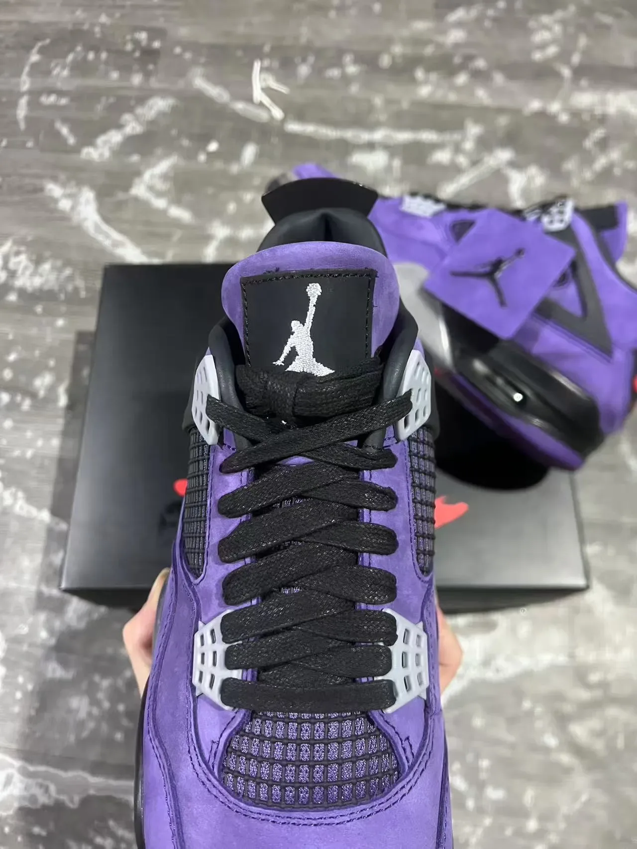 Air Jordan 4 Chaussures de Basket Ante Violette Œillets d'Aile Noirs 9