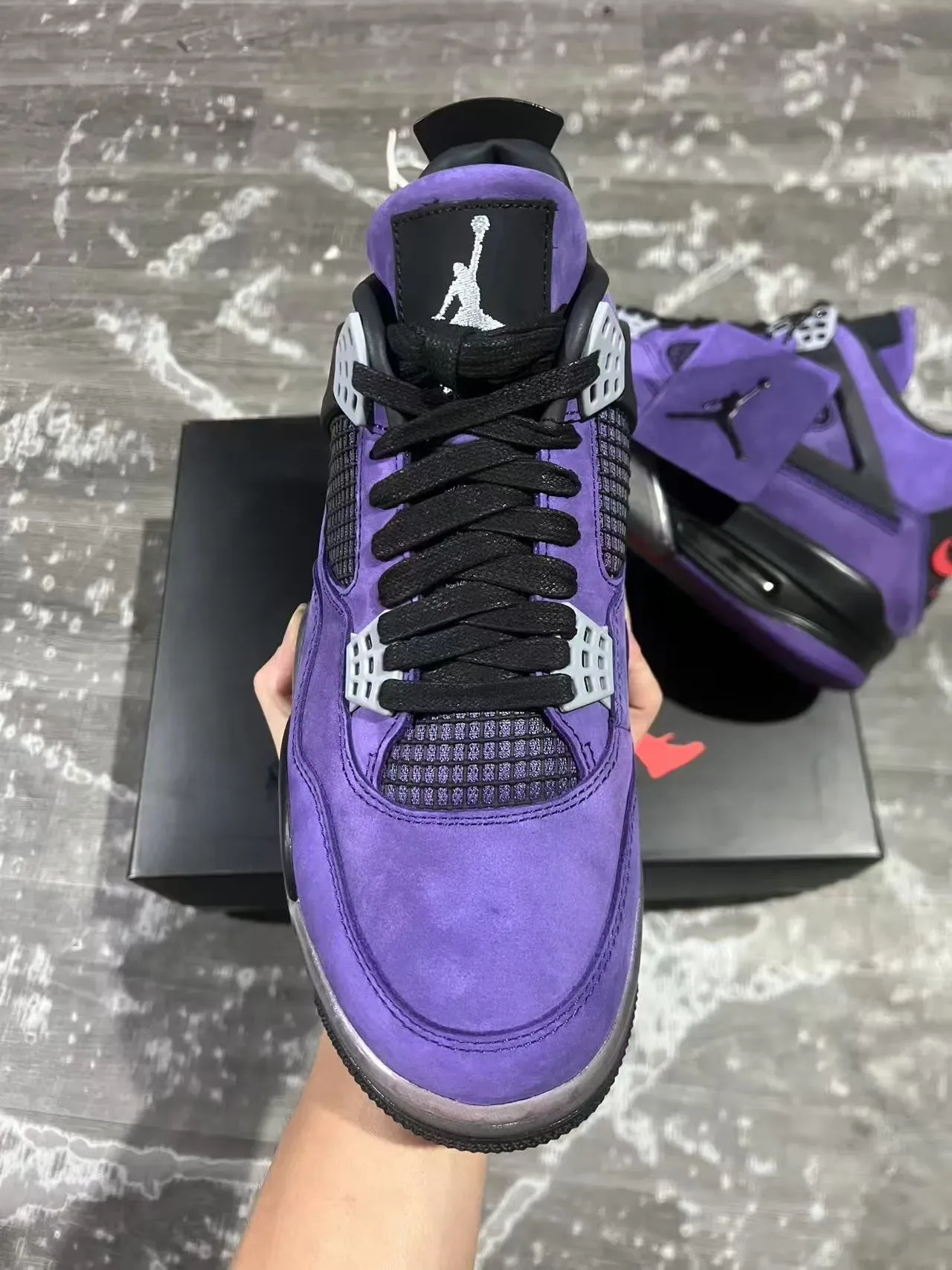 Air Jordan 4 Chaussures de Basket Ante Violette Œillets d'Aile Noirs 10