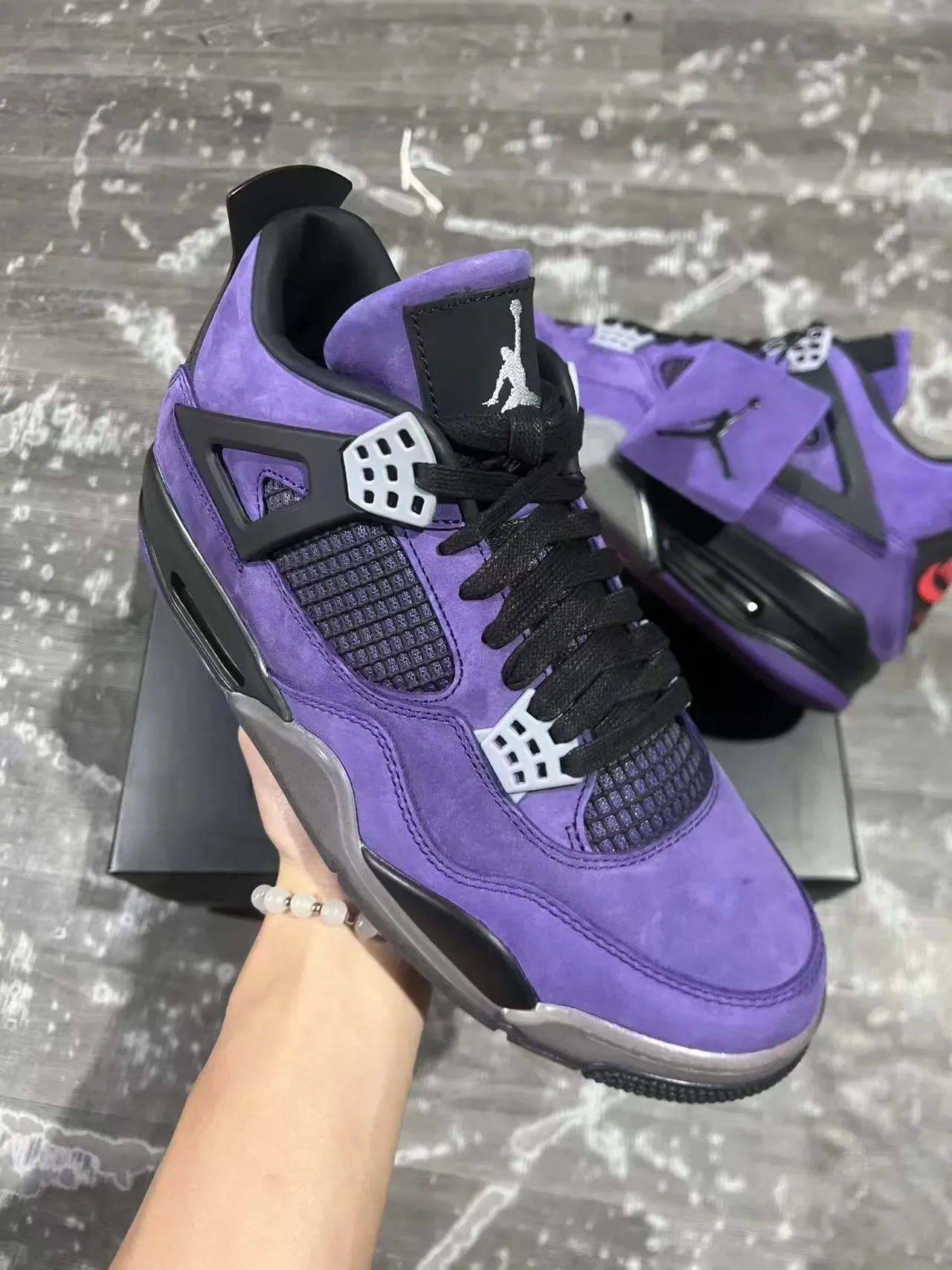 Air Jordan 4 Chaussures de Basket Ante Violette Œillets d'Aile Noirs 11