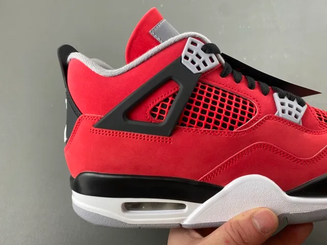 Air Jordan 4 Vermelho Preto Branco Tênis de Basquete 3