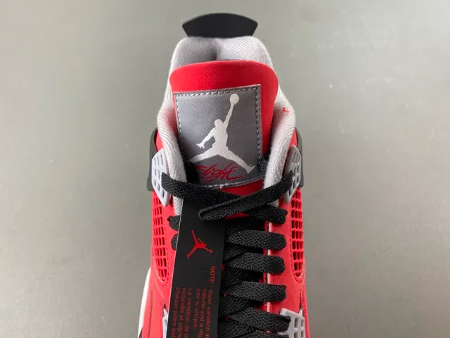 Air Jordan 4 Vermelho Preto Branco Tênis de Basquete 6
