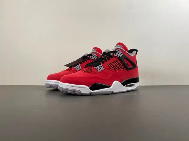 Air Jordan 4 Vermelho Preto Branco Tênis de Basquete 10