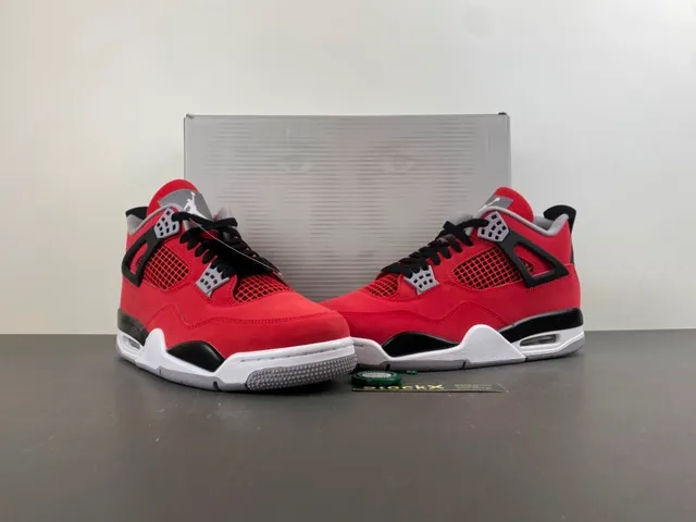 Air Jordan 4 Vermelho Preto Branco Tênis de Basquete 13