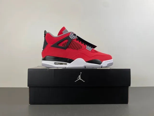 Air Jordan 4 Vermelho Preto Branco Tênis de Basquete 15