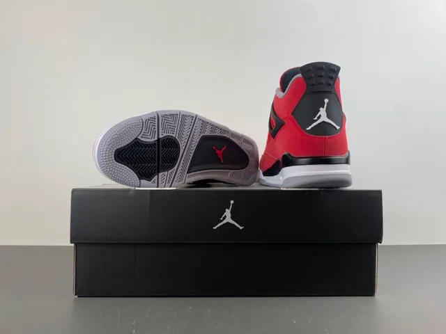 Air Jordan 4 Vermelho Preto Branco Tênis de Basquete 16