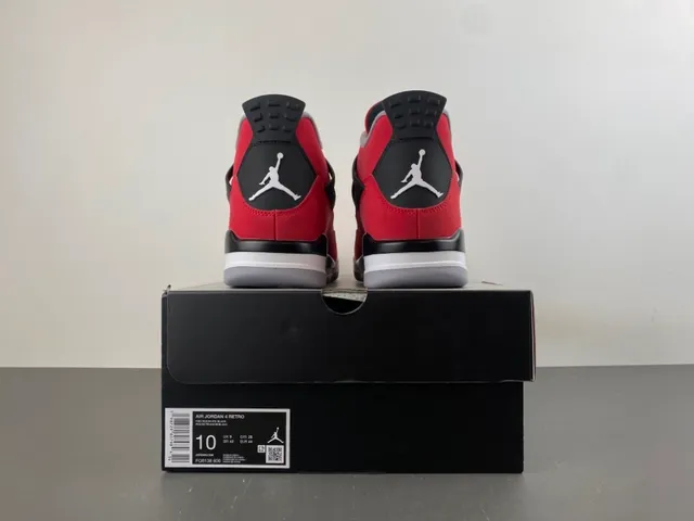Air Jordan 4 Vermelho Preto Branco Tênis de Basquete 17