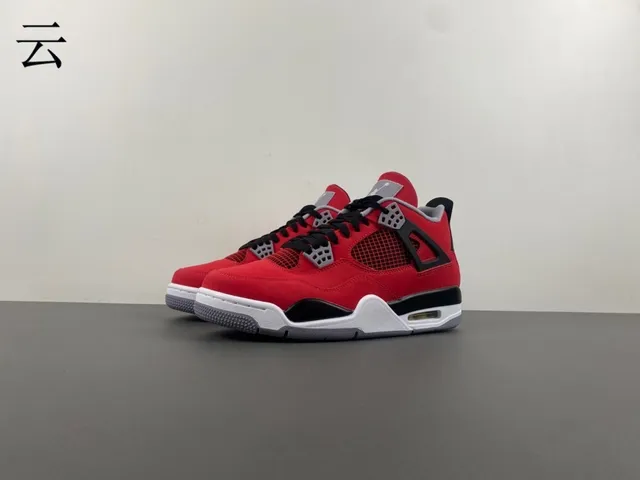 Air Jordan 4 Red Black White Basketball Shoes 9