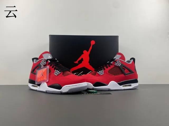 Air Jordan 4 Red Black White Basketball Shoes 12