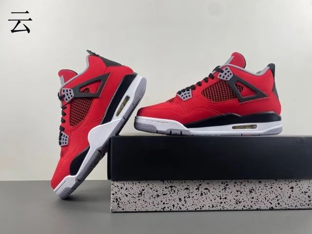 Air Jordan 4 Red Black White Basketball Shoes 13