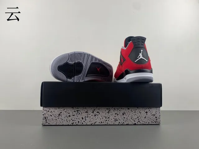 Air Jordan 4 Red Black White Basketball Shoes 14