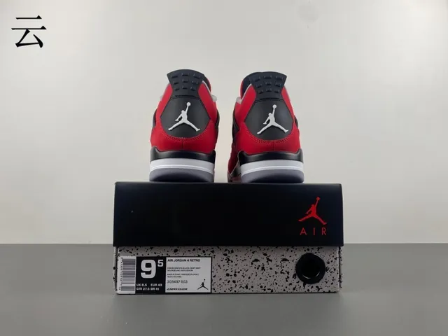 Air Jordan 4 Red Black White Basketball Shoes 16
