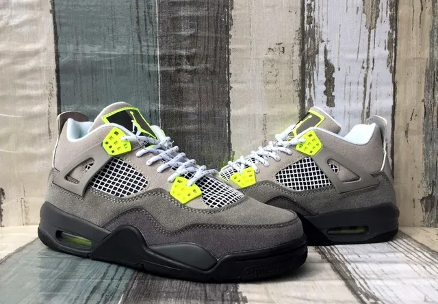 Air Jordan 4 Retro Gray Volt Basketball Shoes 4