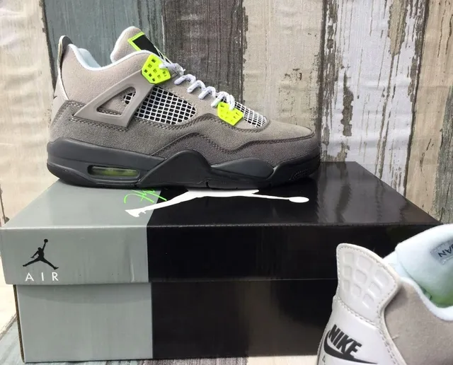 Air Jordan 4 Retro Gray Volt Basketball Shoes 6