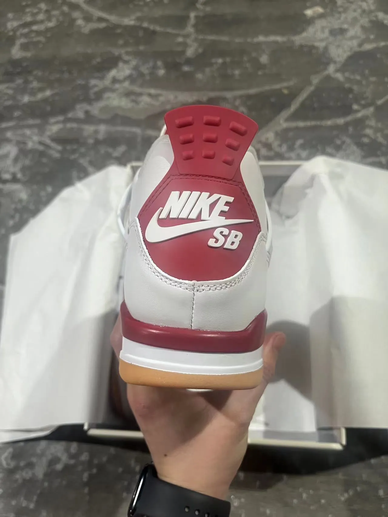 Air Jordan 4 White and Maroon Basketball Shoes 8