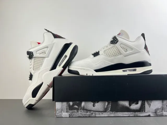 Air Jordan 4 Blanc Noir Chaussures de Basketball 14