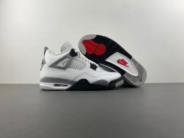 Air Jordan 4 Blanc Noir Gris Speckle Chaussures de Basketball 12