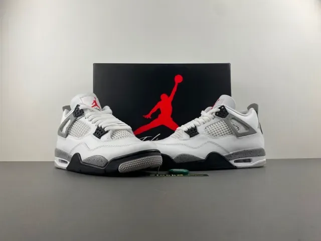 Air Jordan 4 Blanc Noir Gris Speckle Chaussures de Basketball 13