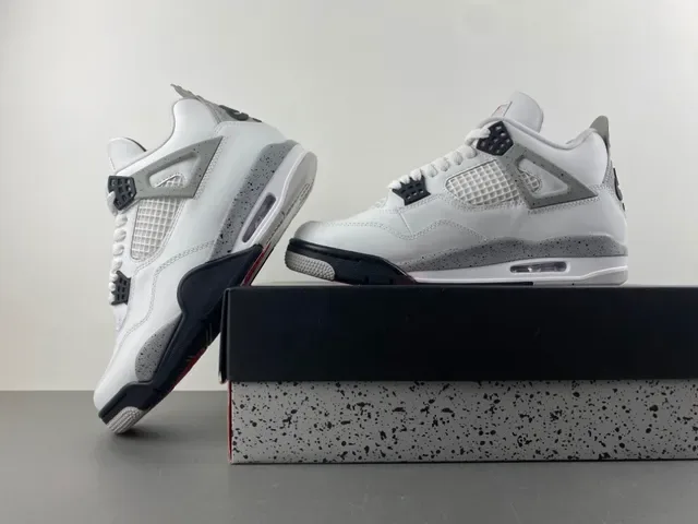 Air Jordan 4 Blanc Noir Gris Speckle Chaussures de Basketball 14