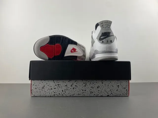 Air Jordan 4 Blanc Noir Gris Speckle Chaussures de Basketball 16
