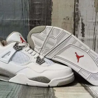 Air Jordan 4 White Gray Red Basketball Shoes