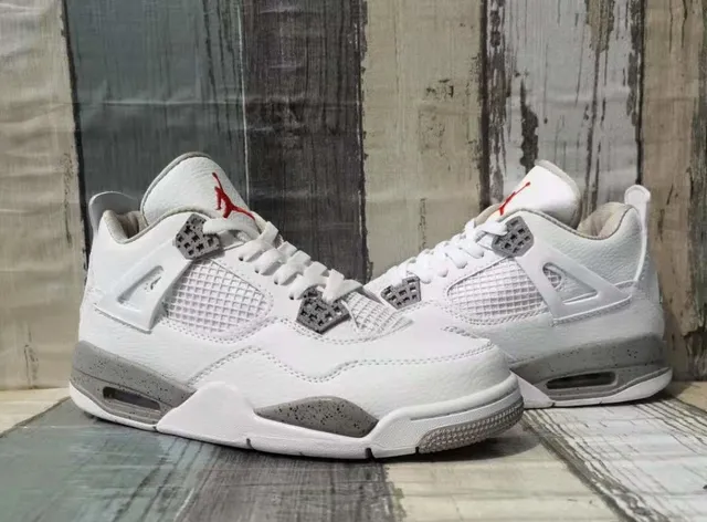 Air Jordan 4 White Gray Red Basketball Shoes 4