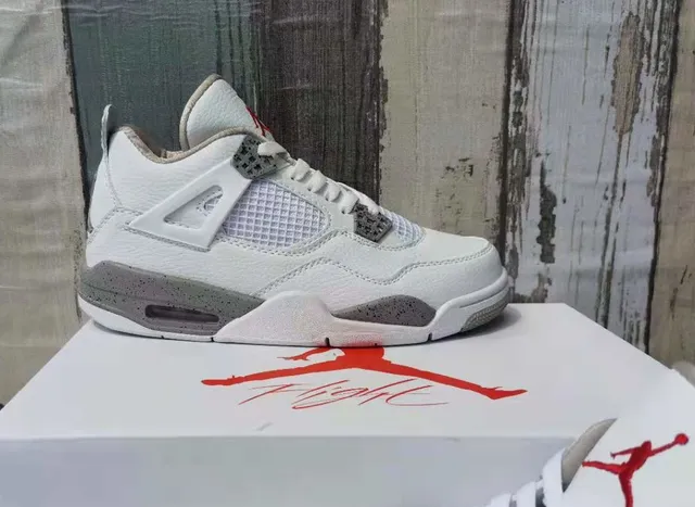 Air Jordan 4 White Gray Red Basketball Shoes 6