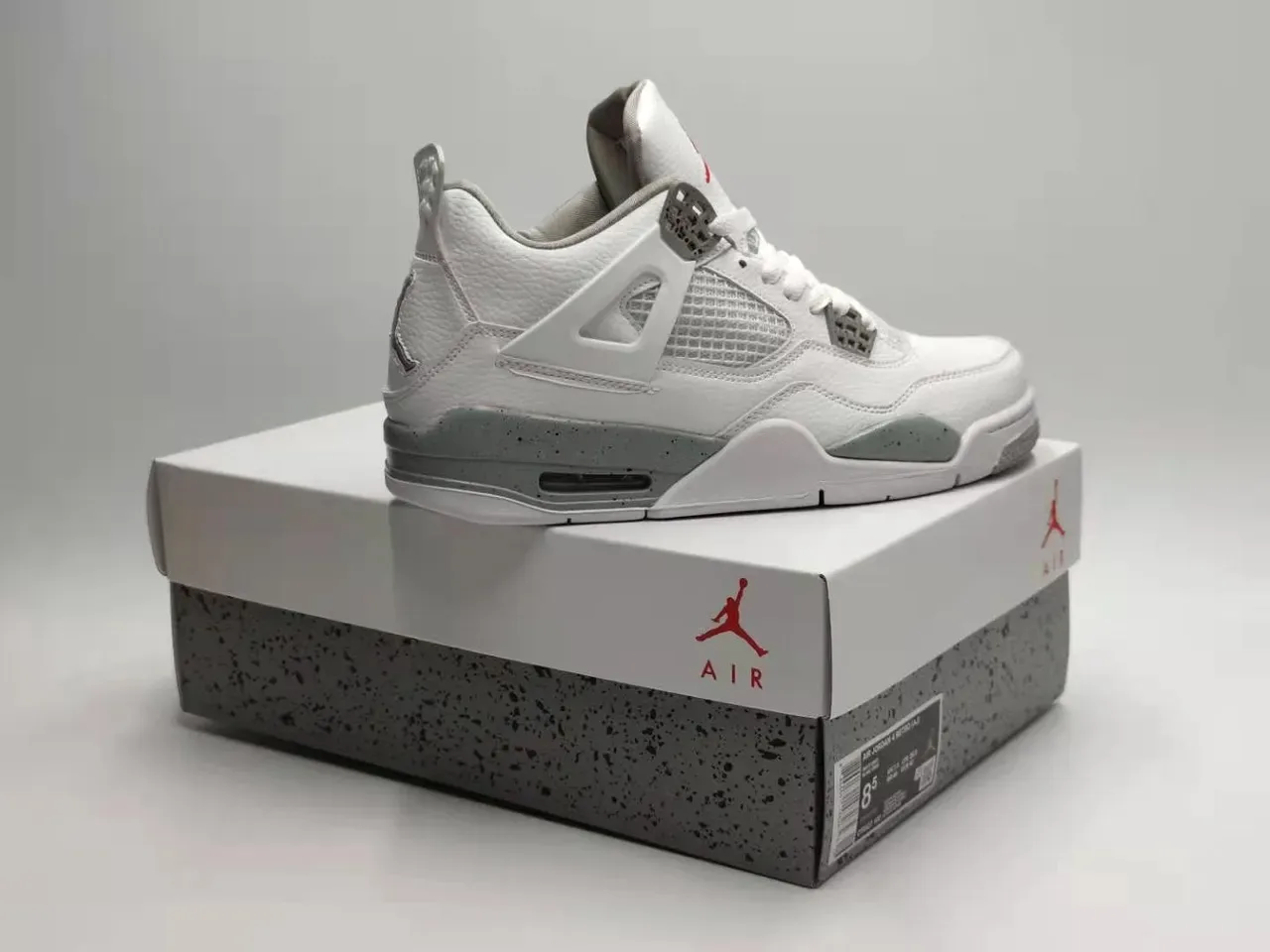 Air Jordan 4 Chaussures de Basketball Blanc Gris Rouge 4