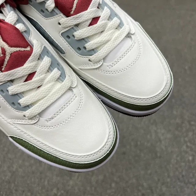 Air Jordan 4 White Maroon Olive Lifestyle Sneakers 6