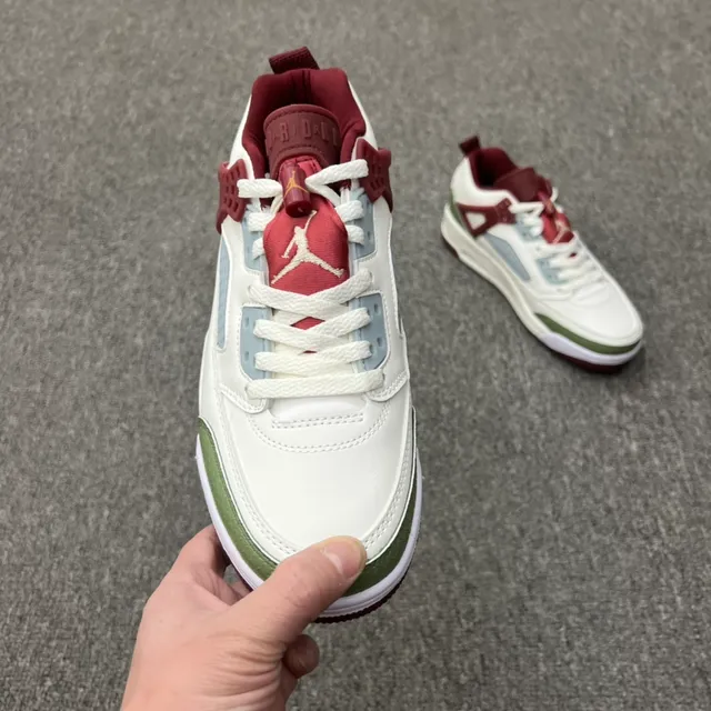 Air Jordan 4 White Maroon Olive Lifestyle Sneakers 9