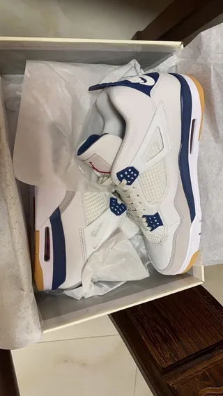 Air Jordan 4 White Navy Gum Basketball Shoes 7