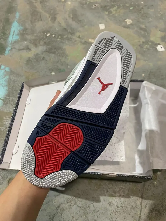 Air Jordan 4 White Navy Speckled Basketball Shoes 5