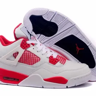 Air Jordan 4 Branco Vermelho Tênis de Basquete