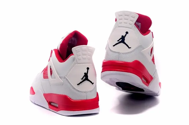 Air Jordan 4 Branco Vermelho Tênis de Basquete 3