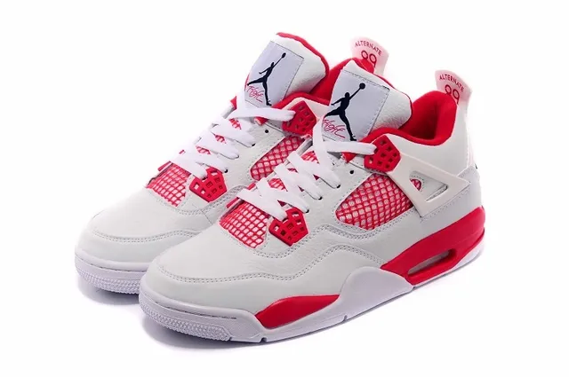 Air Jordan 4 Branco Vermelho Tênis de Basquete 4