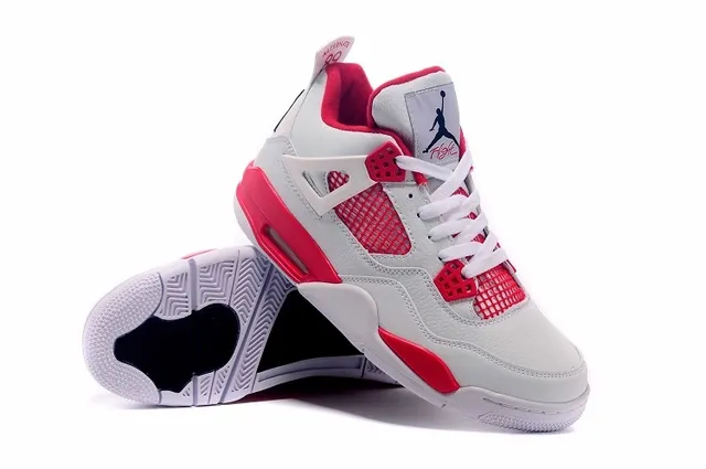 Air Jordan 4 Branco Vermelho Tênis de Basquete 5