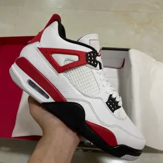 Air Jordan 4 Zapatos de Baloncesto Blancos Rojos Negros