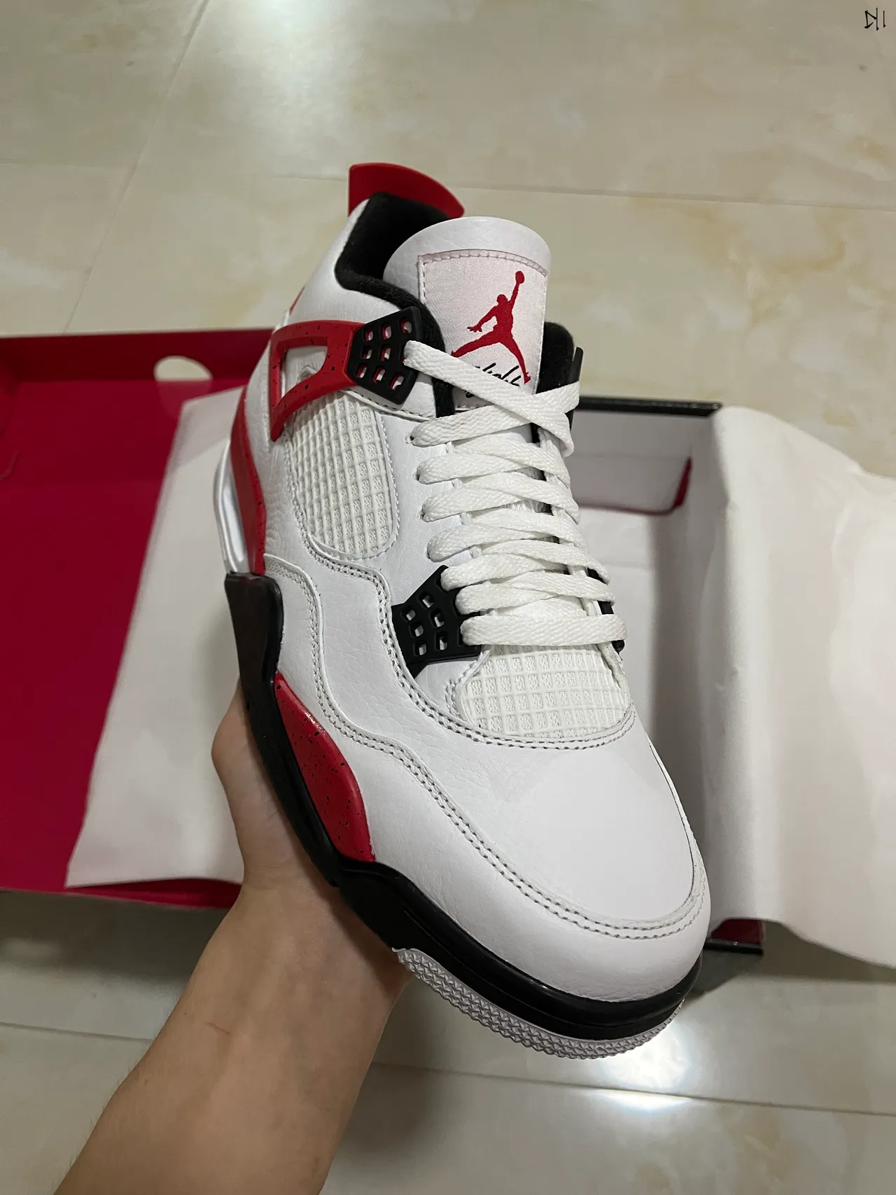 Air Jordan 4 White Red Black Basketball Shoes 2