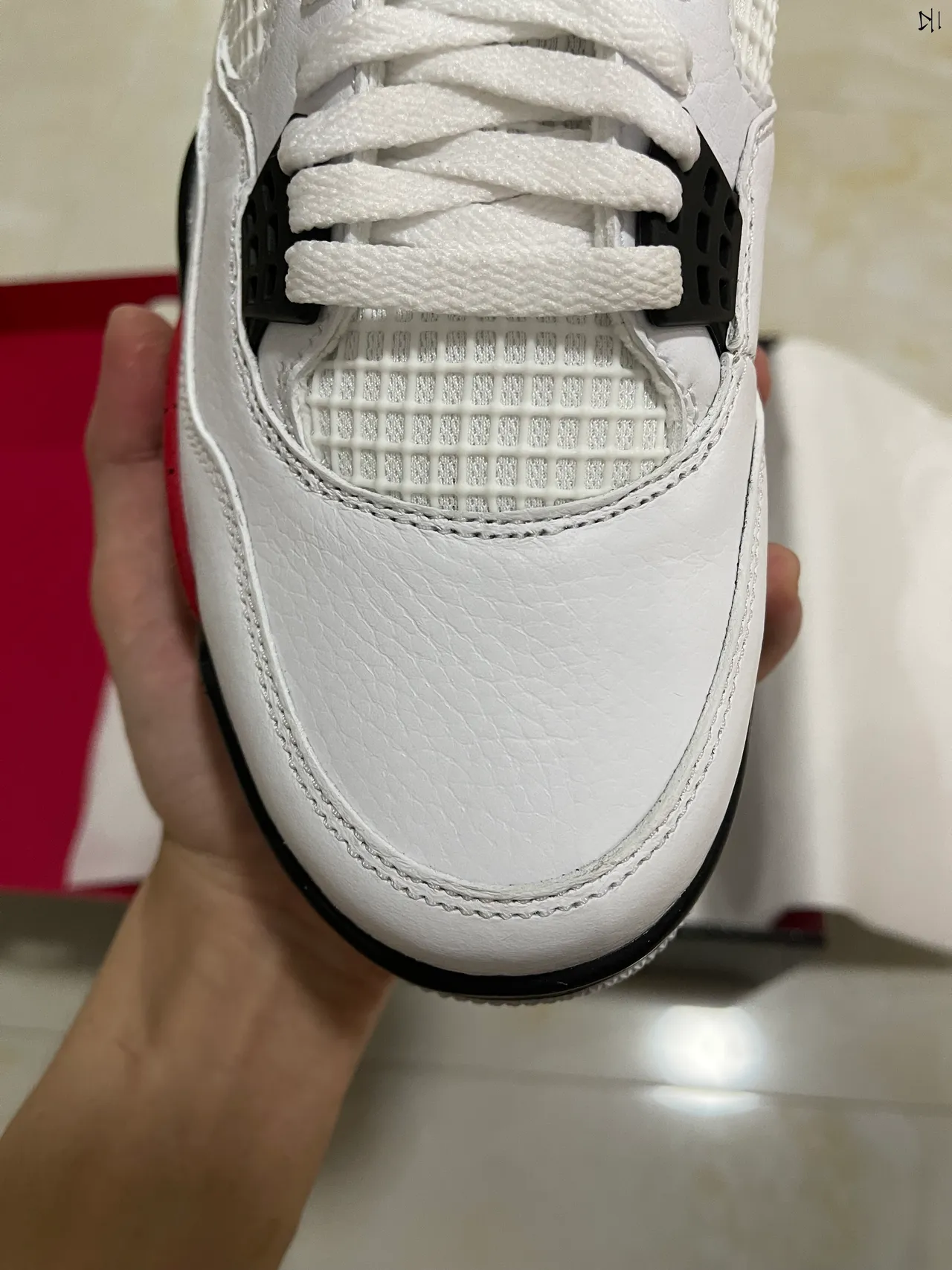Air Jordan 4 White Red Black Basketball Shoes 3