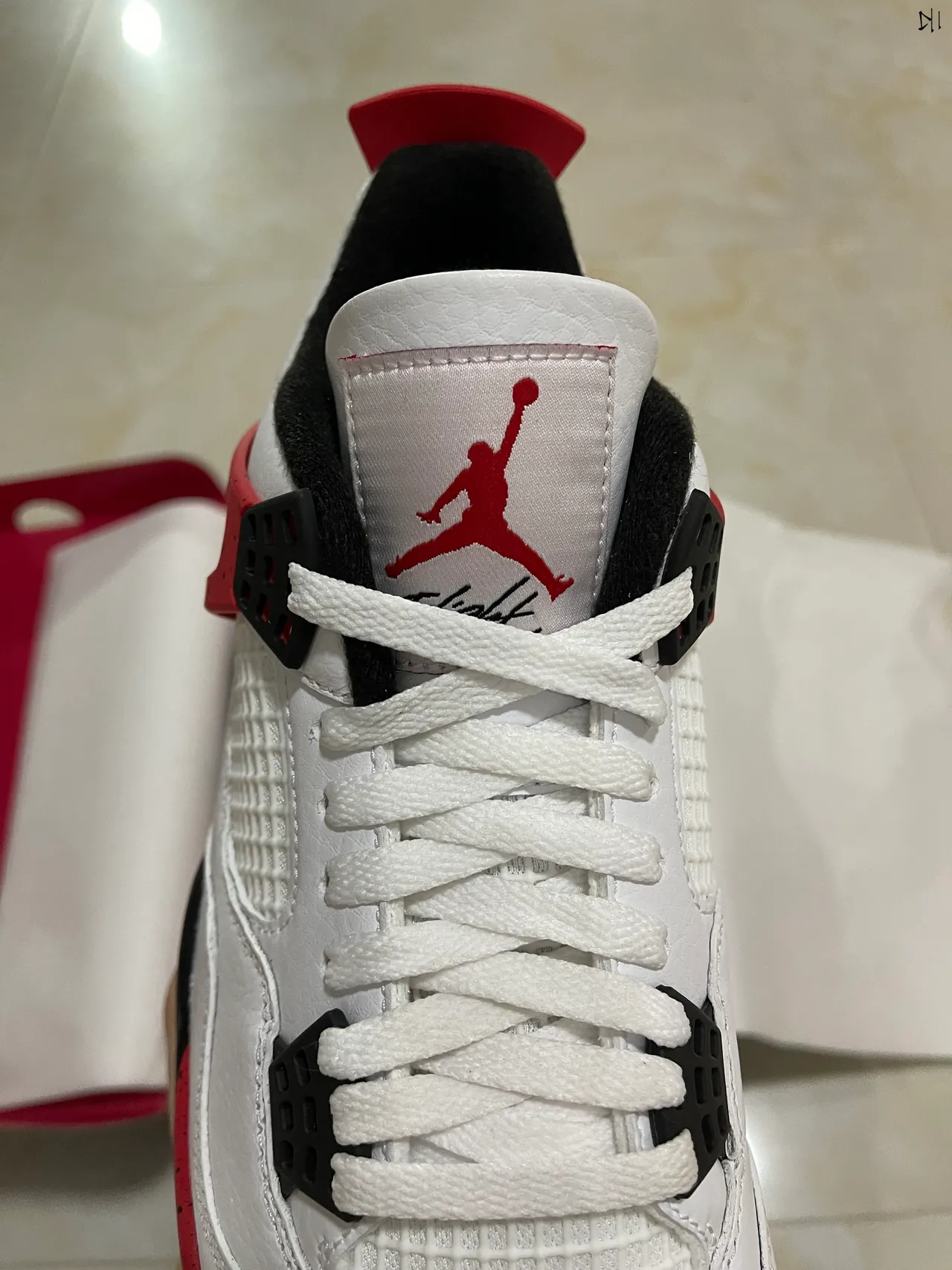 Air Jordan 4 White Red Black Basketball Shoes 4