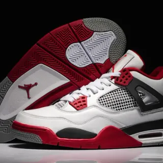 Air Jordan 4 White Red Black Basketball Shoes