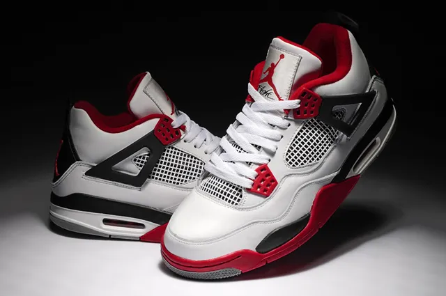 Air Jordan 4 White Red Black Basketball Shoes 3