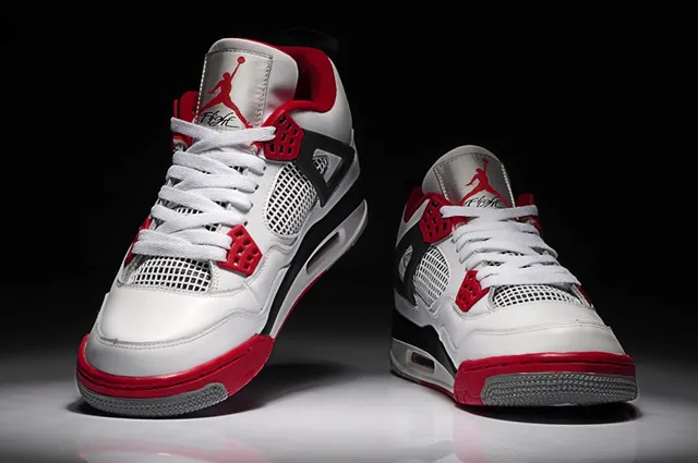 Air Jordan 4 White Red Black Basketball Shoes 5