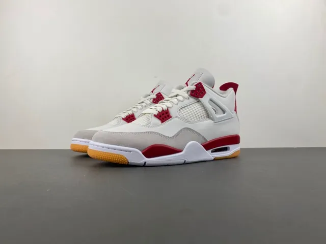 Air Jordan 4 White Red Gum Basketball Shoes 10