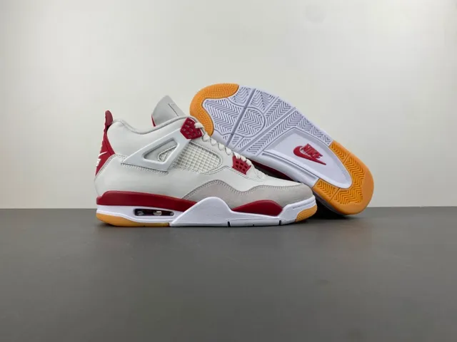 Air Jordan 4 White Red Gum Basketball Shoes 12