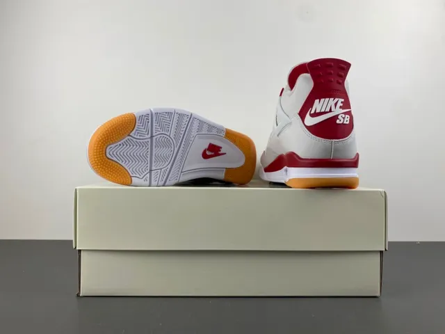 Air Jordan 4 White Red Gum Basketball Shoes 16
