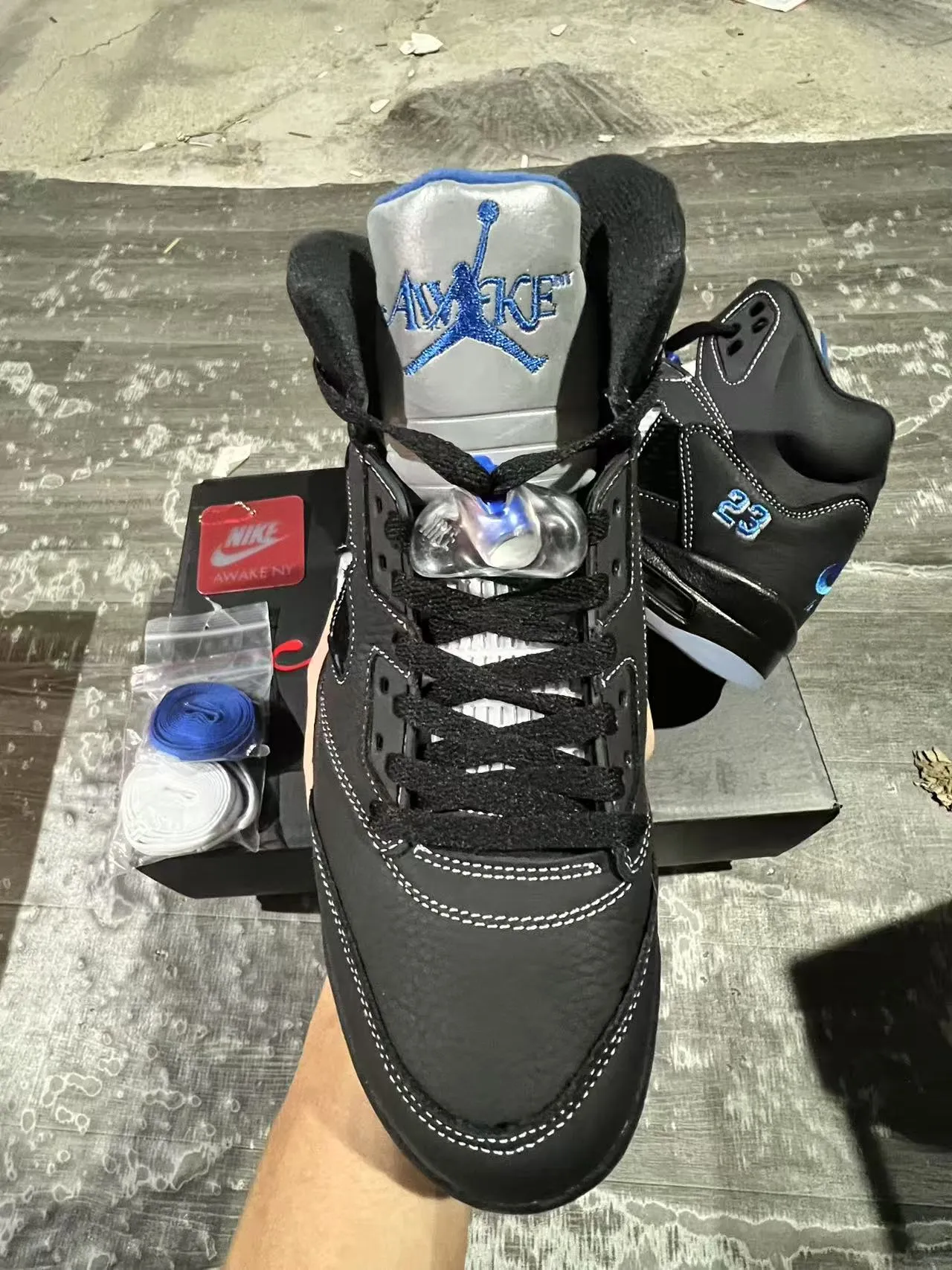Air Jordan 5 Black Royal Blue NY Basketball Shoes 3
