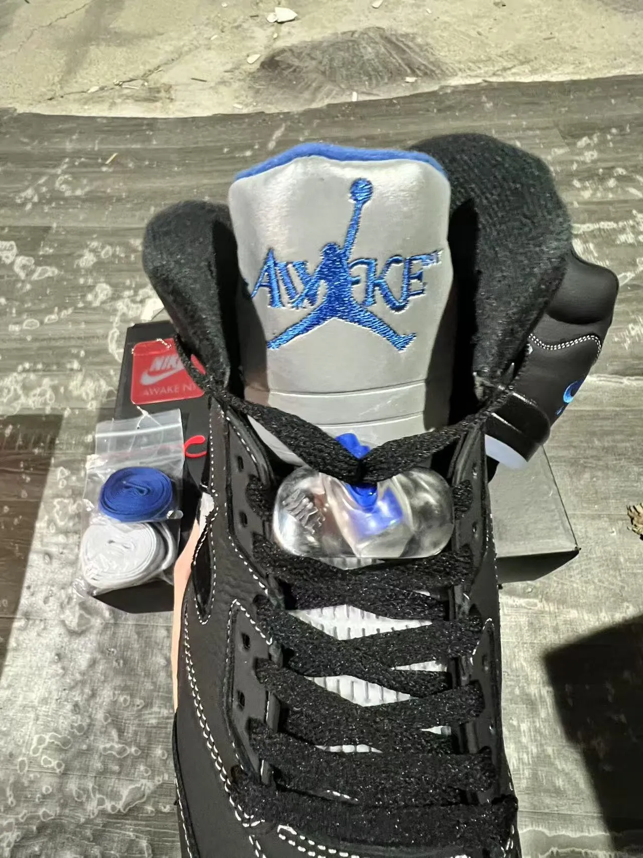 Air Jordan 5 Black Royal Blue NY Basketball Shoes 4